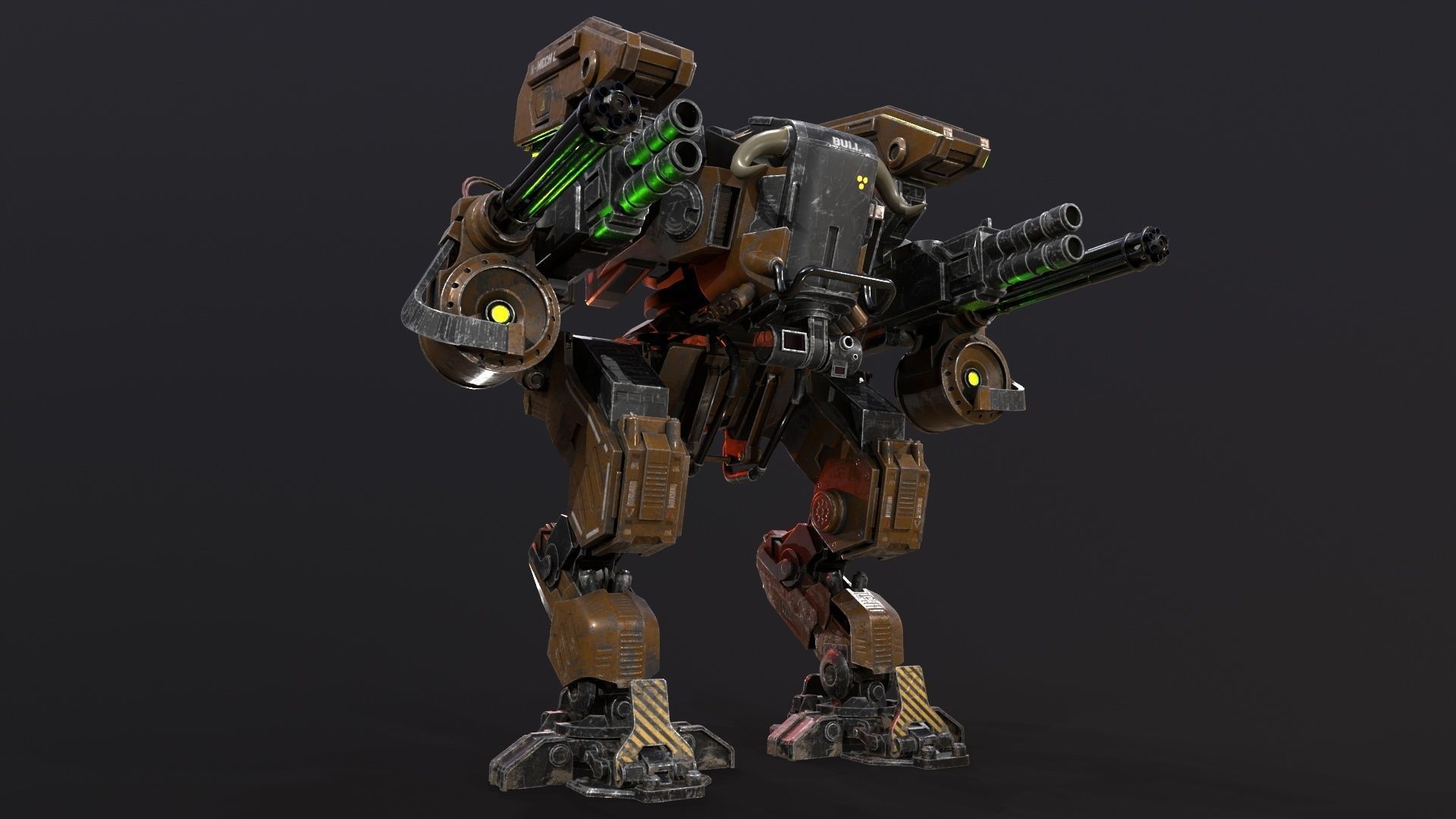 Mech in military style Low-poly 3D model_14