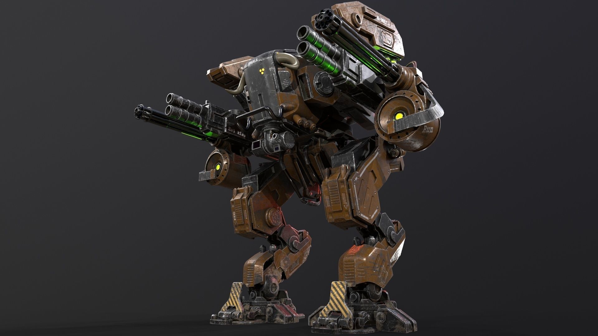Mech in military style Low-poly 3D model_7