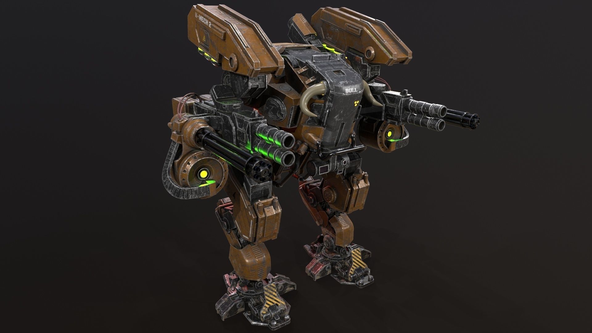 Mech in military style Low-poly 3D model_4