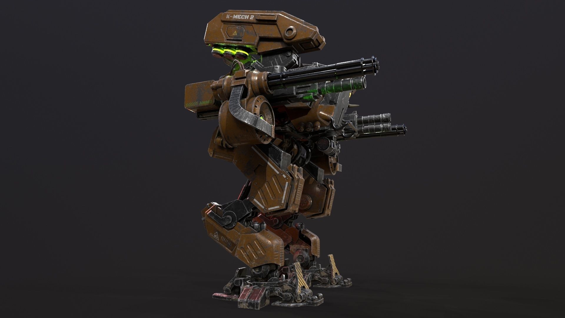 Mech in military style Low-poly 3D model_13