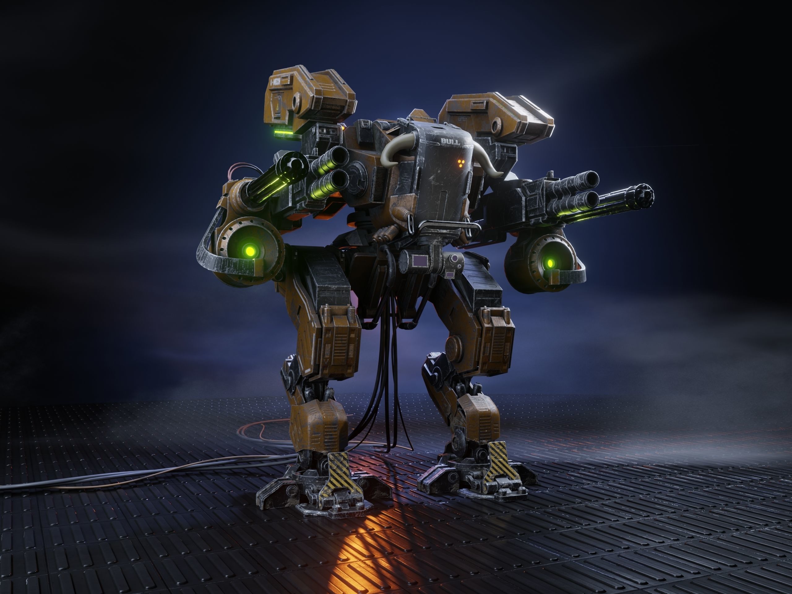 Mech in military style Low-poly 3D model_16
