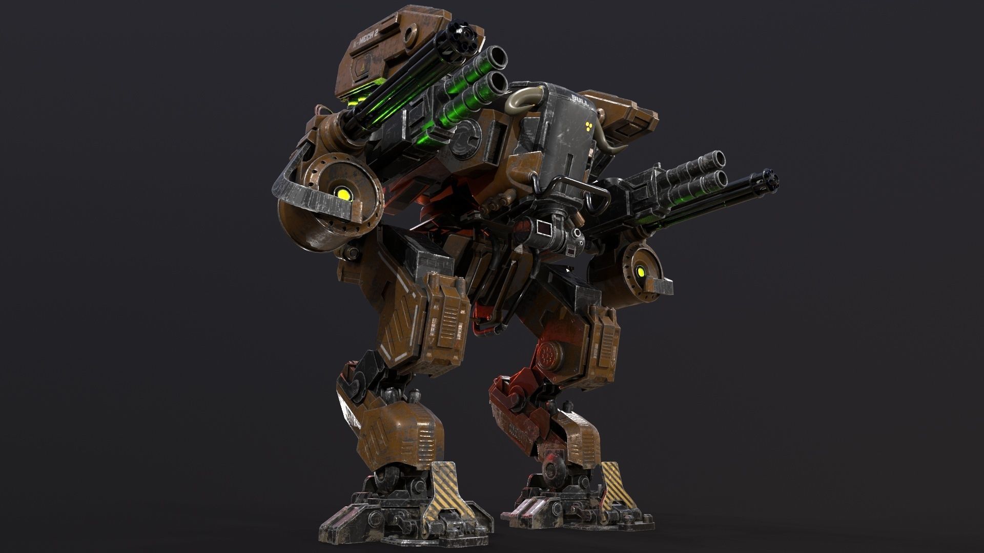 Mech in military style Low-poly 3D model_3