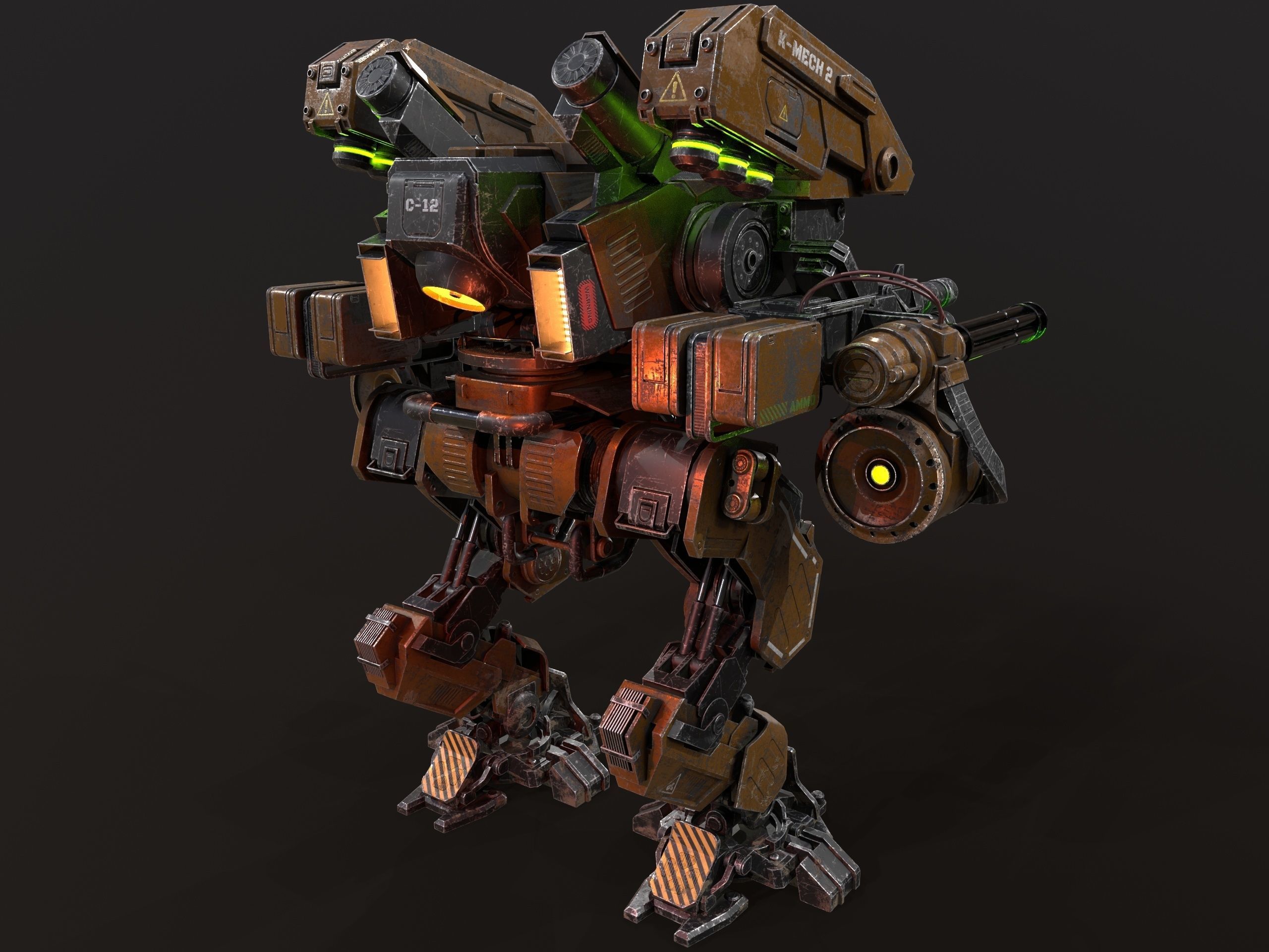 Mech in military style Low-poly 3D model_15