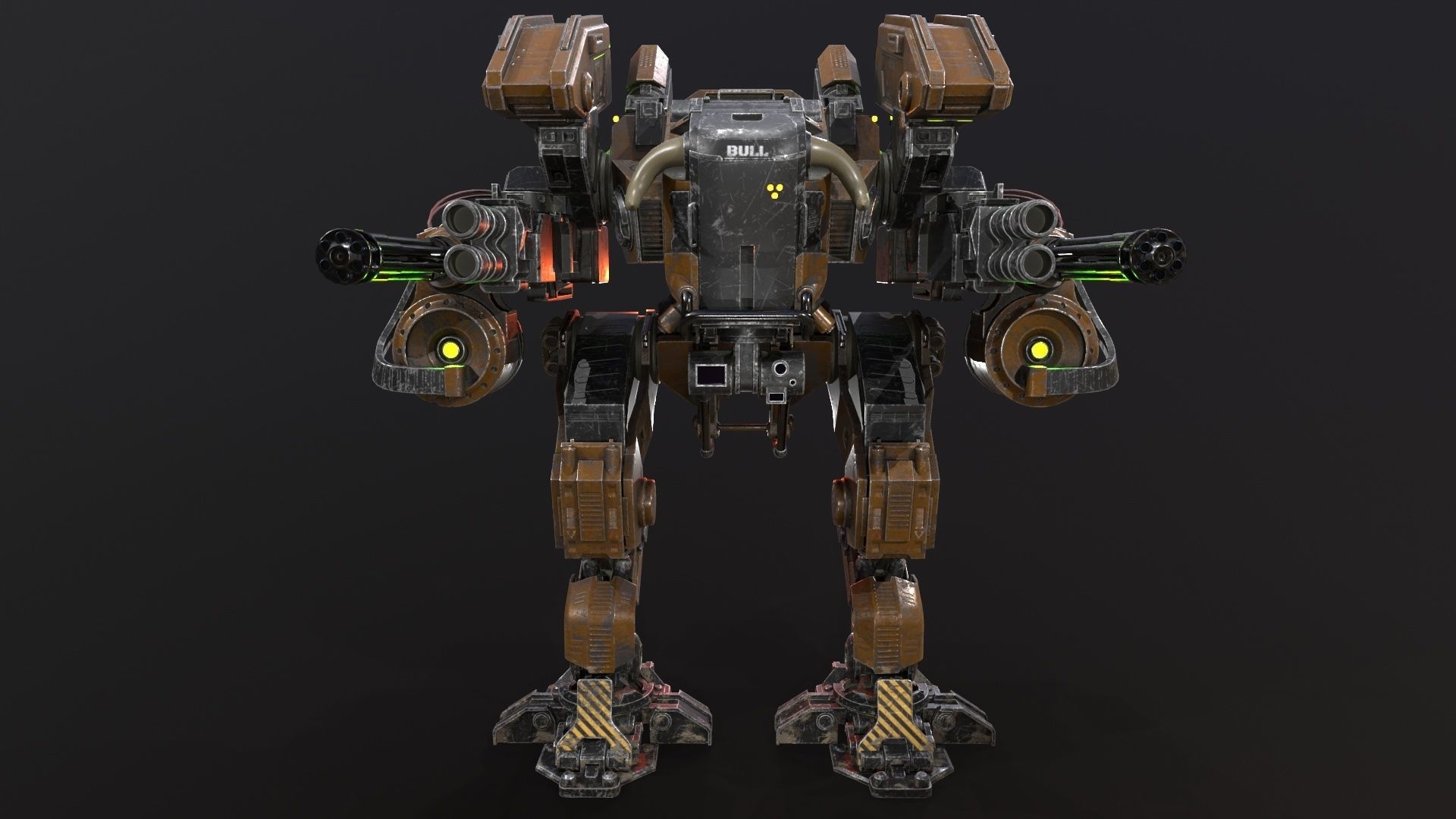 Mech in military style Low-poly 3D model_5