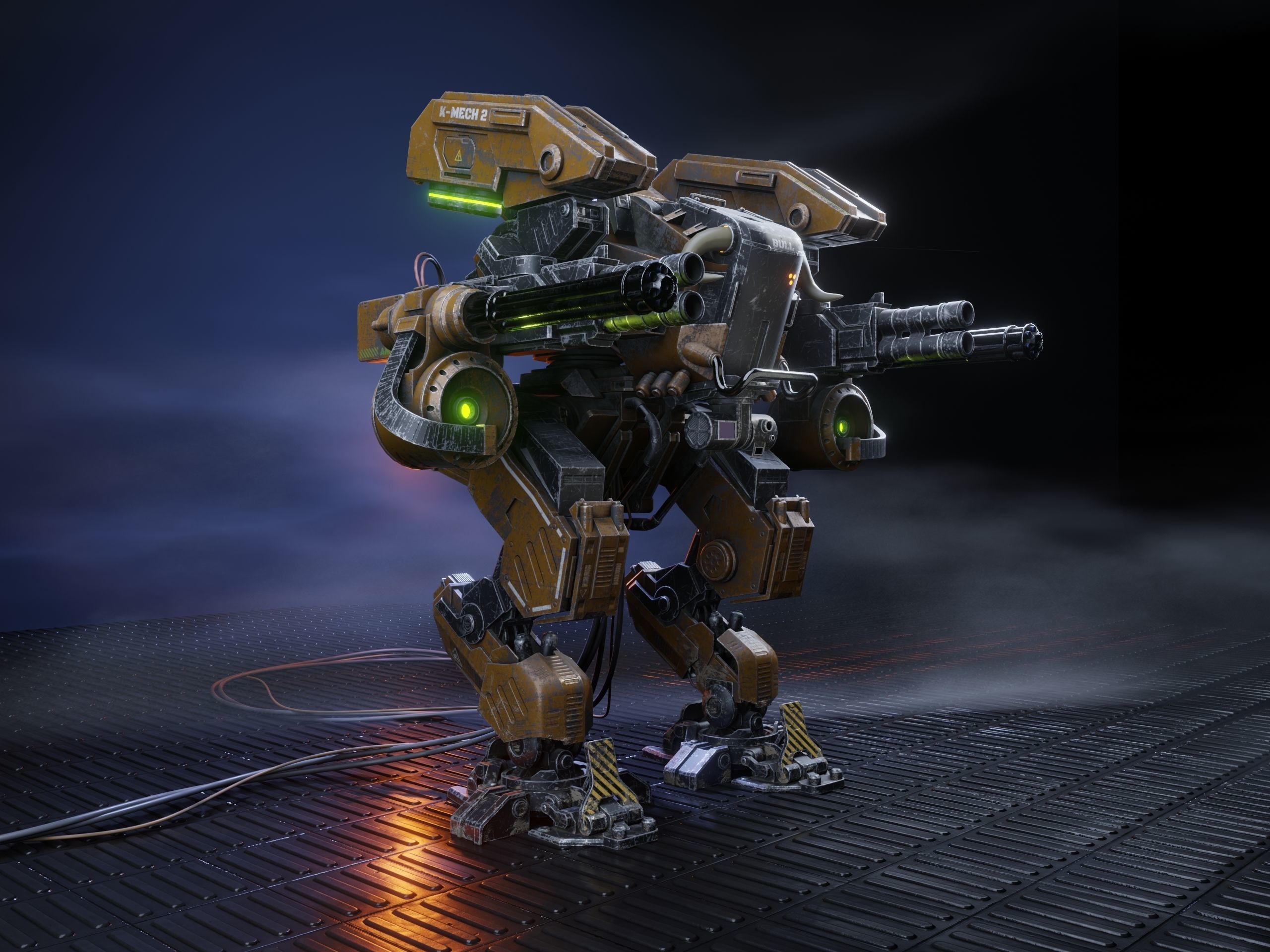 Mech in military style Low-poly 3D model_17