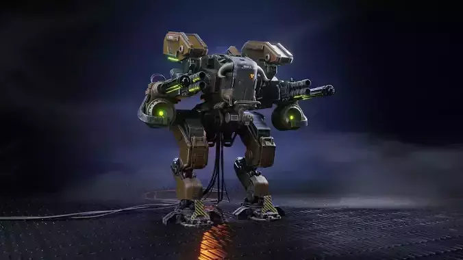 Mech in military style Low-poly 3D model