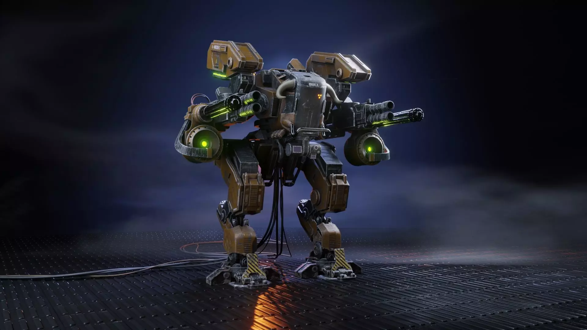Mech in military style Low-poly 3D model_0