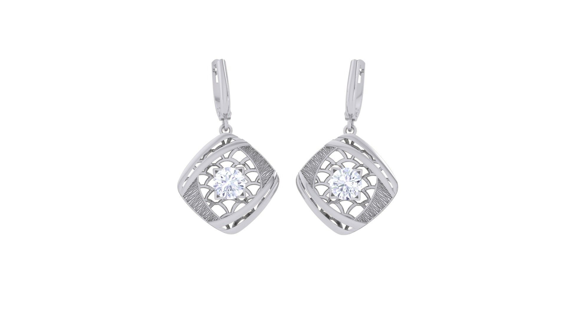 High Jewelry Pendant Earrings Set 3dm stl obj mtl gltf glb 3D print model_9