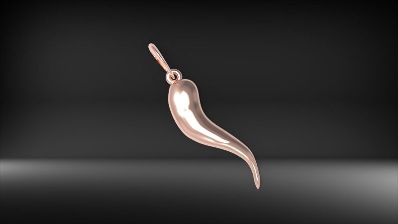 Italian Horn Pendant charm necklace jewelry 3D print model_11