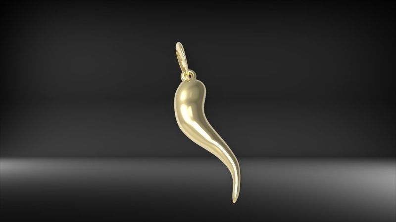 Italian Horn Pendant charm necklace jewelry 3D print model_13