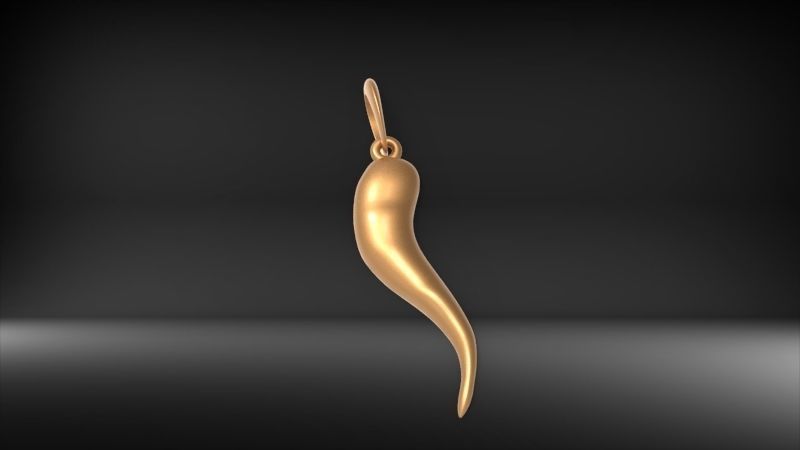 Italian Horn Pendant charm necklace jewelry 3D print model_1