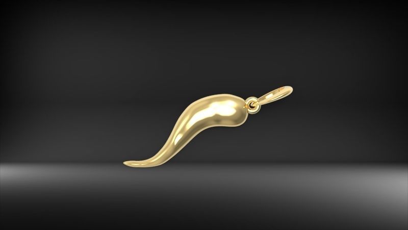 Italian Horn Pendant charm necklace jewelry 3D print model_5