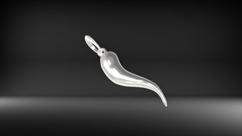 Italian Horn Pendant charm necklace jewelry 3D print model_6