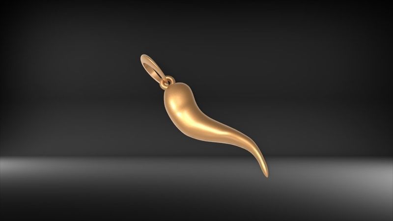 Italian Horn Pendant charm necklace jewelry 3D print model_2