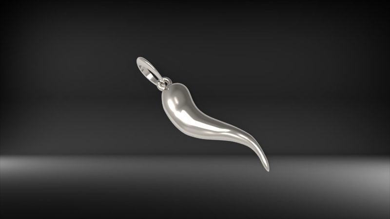 Italian Horn Pendant charm necklace jewelry 3D print model_7