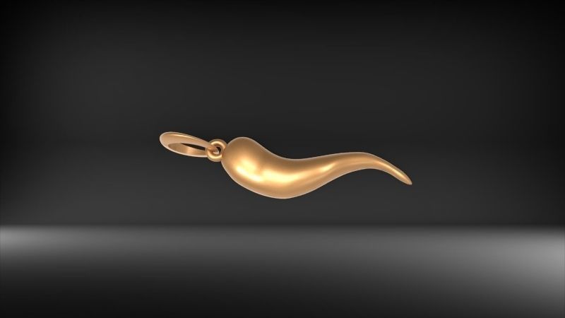 Italian Horn Pendant charm necklace jewelry 3D print model_3