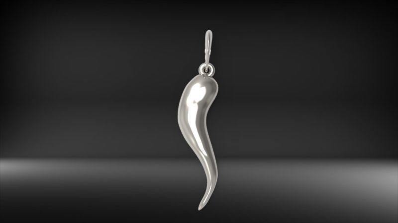 Italian Horn Pendant charm necklace jewelry 3D print model_8