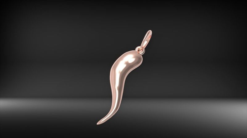 Italian Horn Pendant charm necklace jewelry 3D print model_10