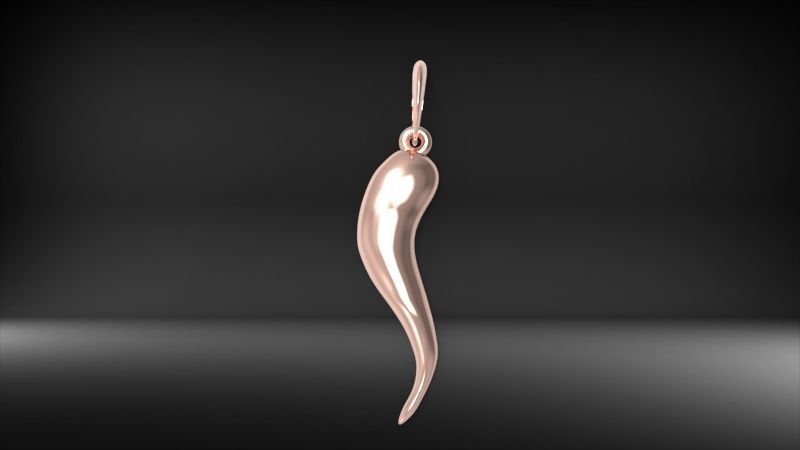 Italian Horn Pendant charm necklace jewelry 3D print model_9