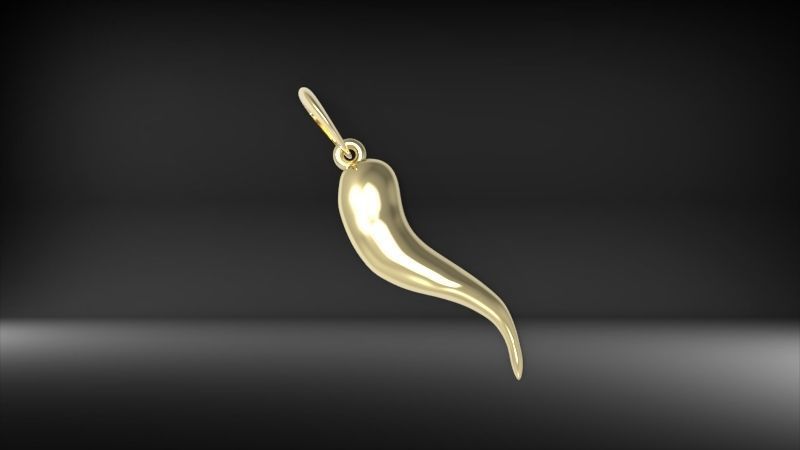Italian Horn Pendant charm necklace jewelry 3D print model_12