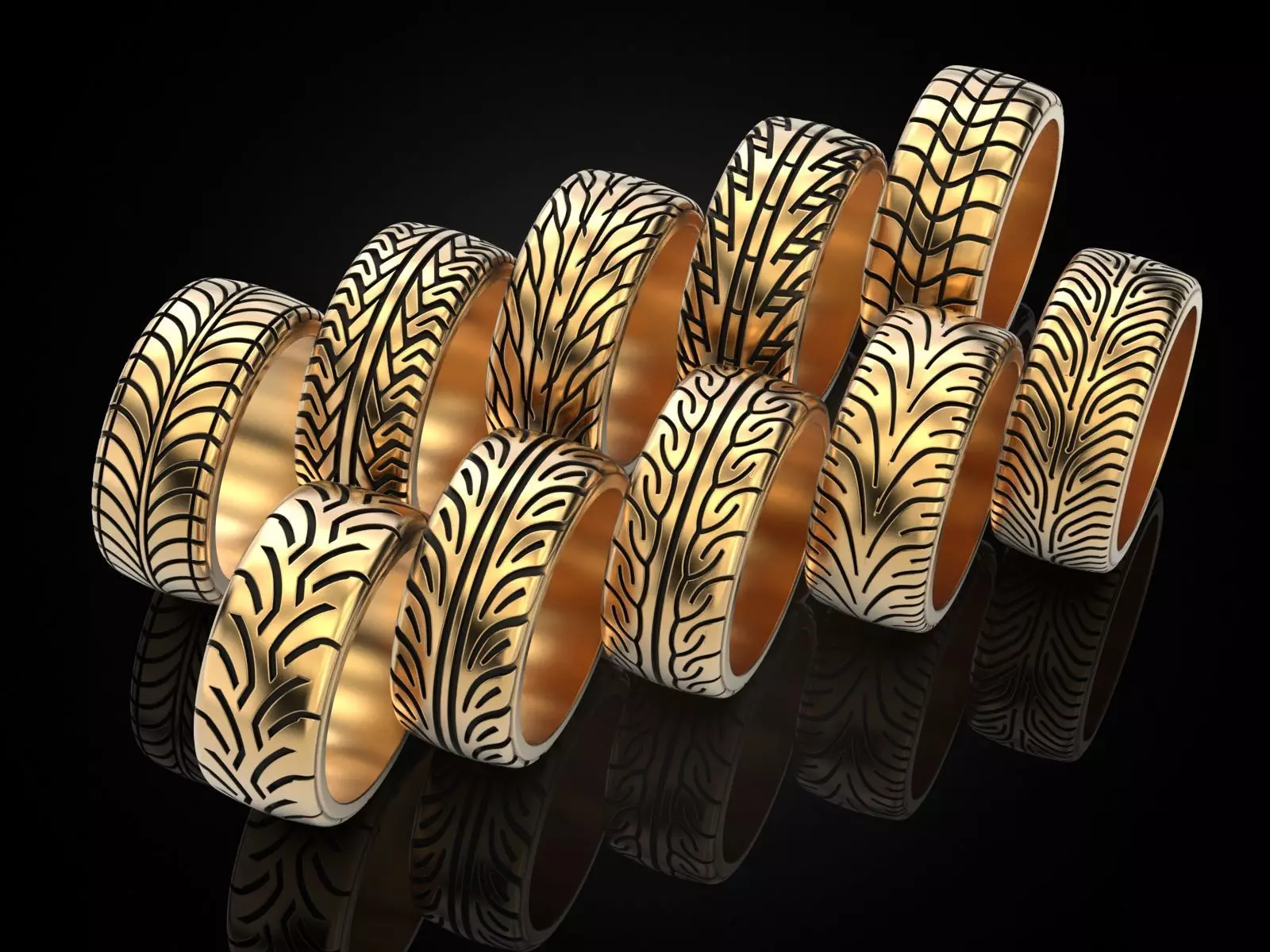 Collection of car tread rings _0