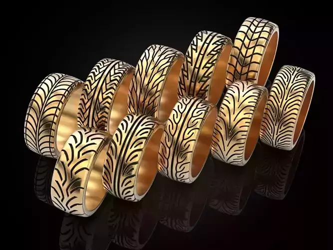 Collection of car tread rings 