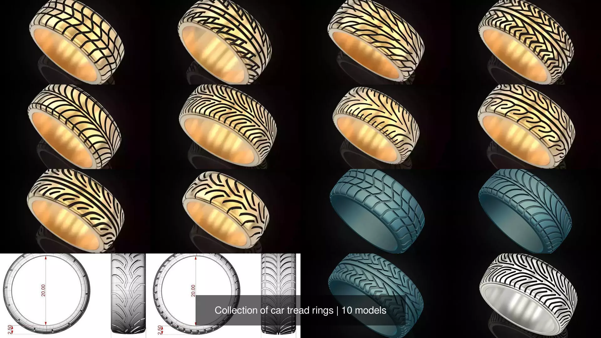 Collection of car tread rings _1