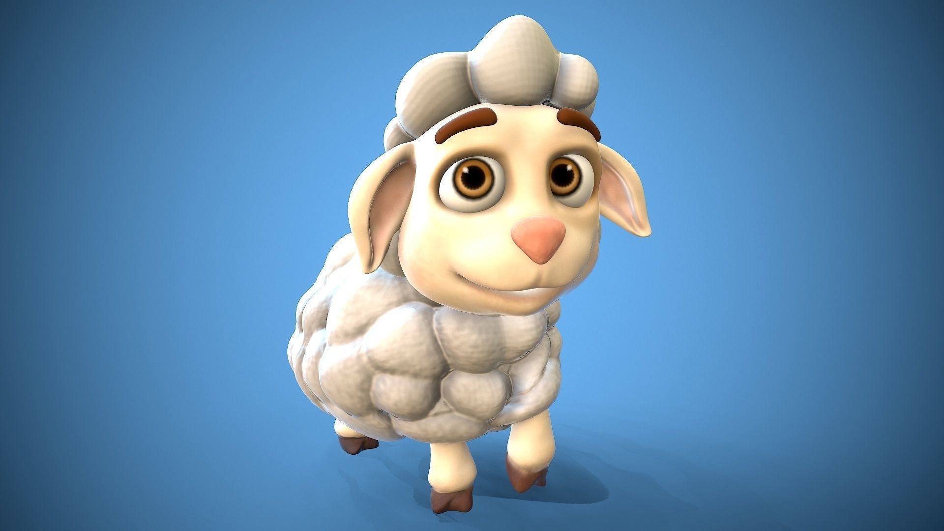 cartoon little sheep Low-poly 3D model_13