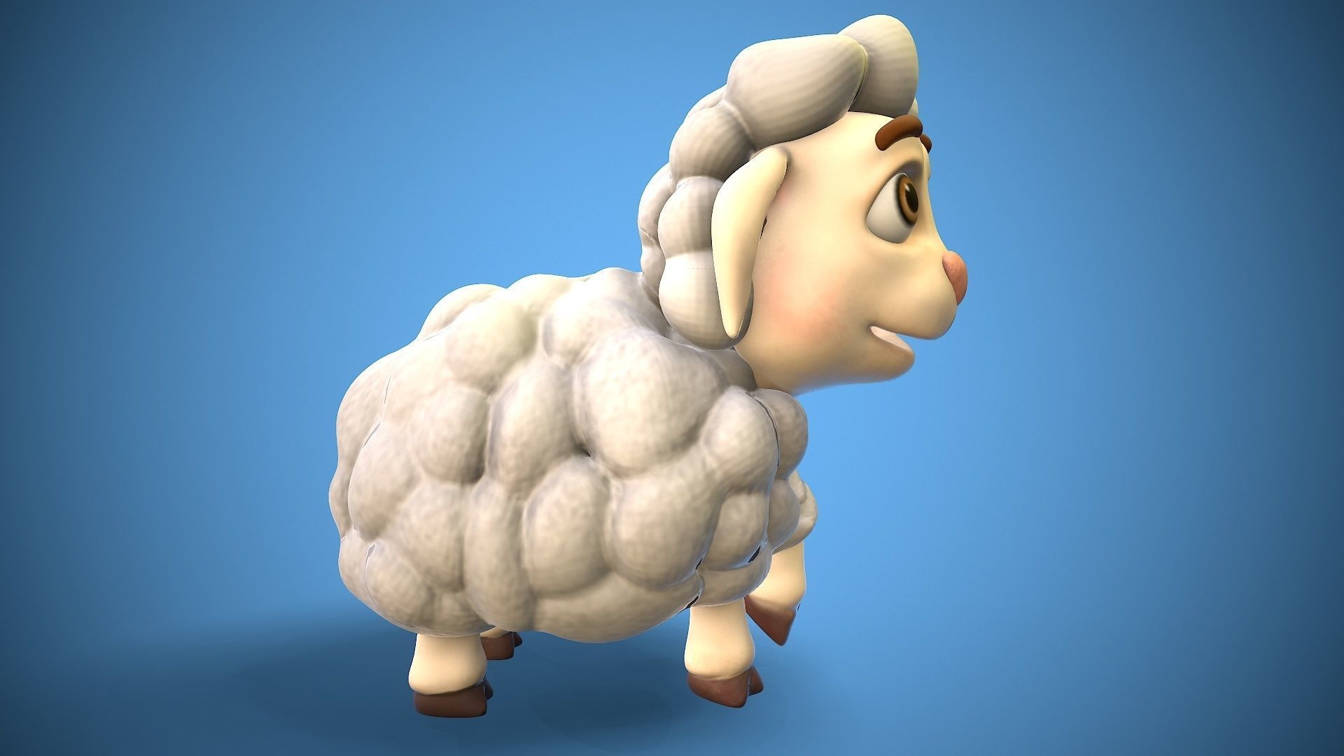 cartoon little sheep Low-poly 3D model_2