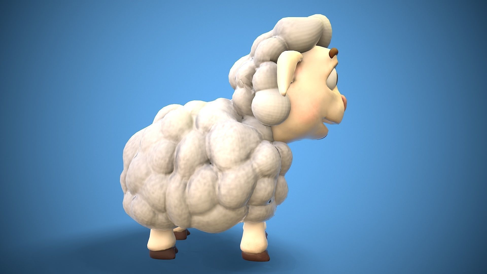 cartoon little sheep Low-poly 3D model_3