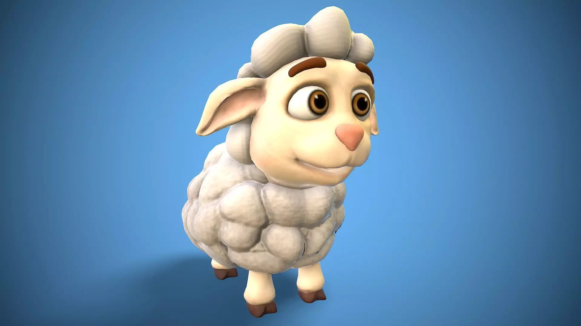 cartoon little sheep Low-poly 3D model_0