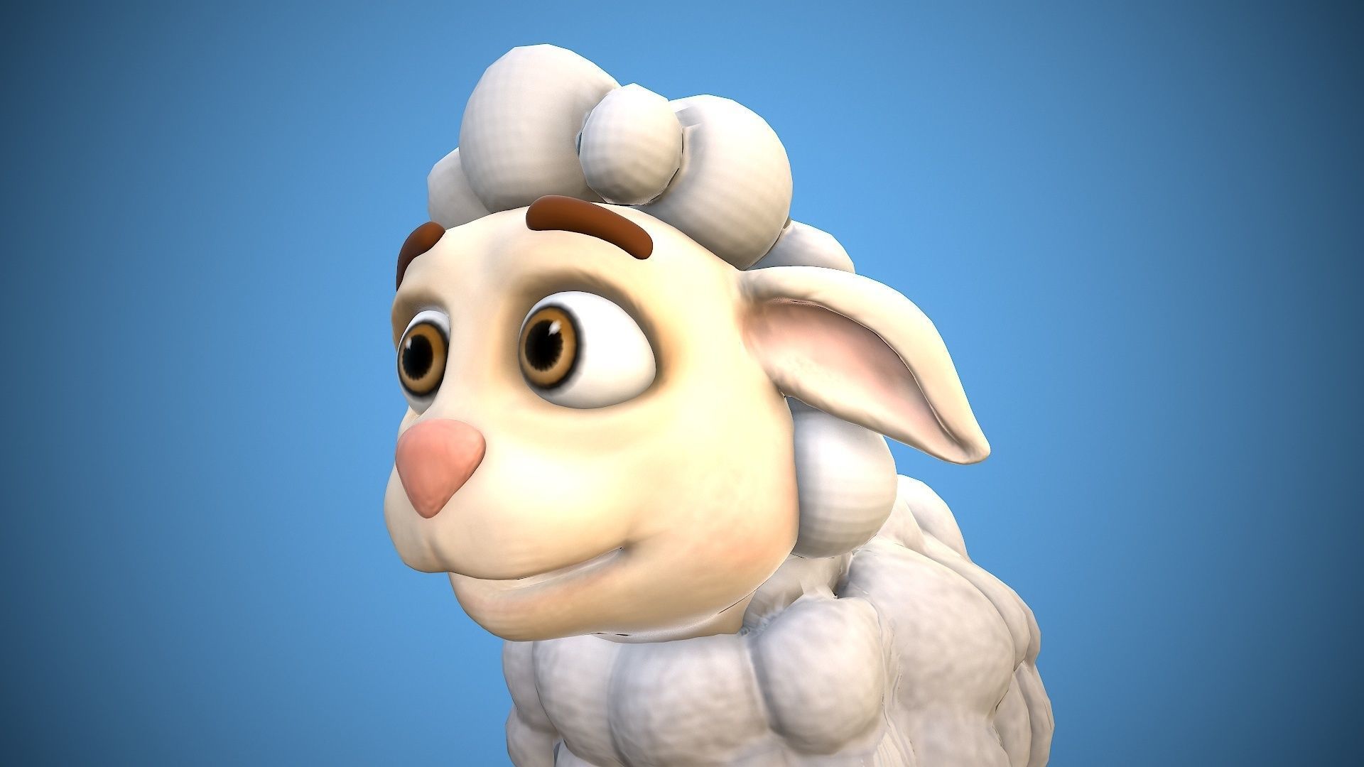cartoon little sheep Low-poly 3D model_9