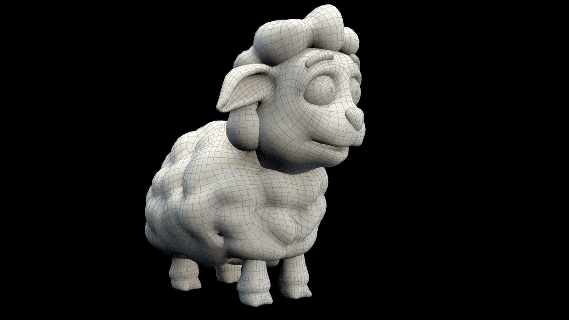 cartoon little sheep Low-poly 3D model_11