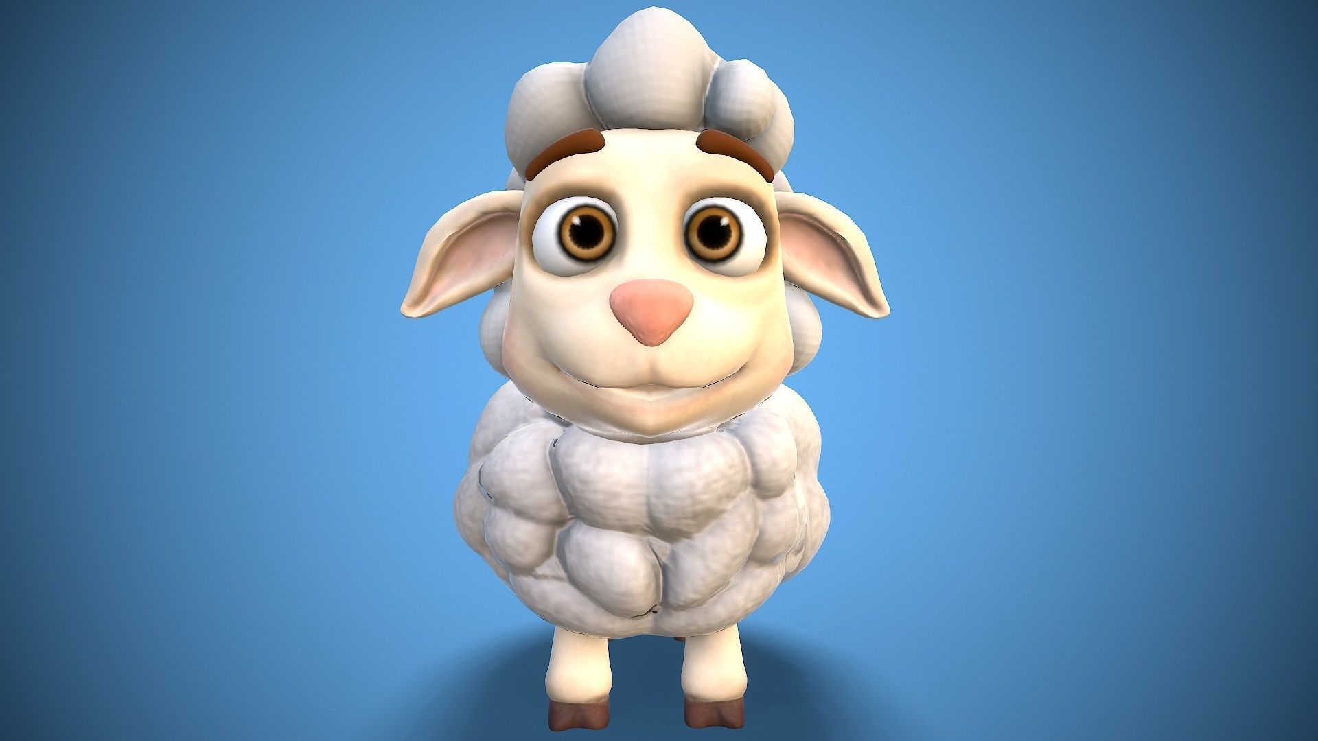 cartoon little sheep Low-poly 3D model_8
