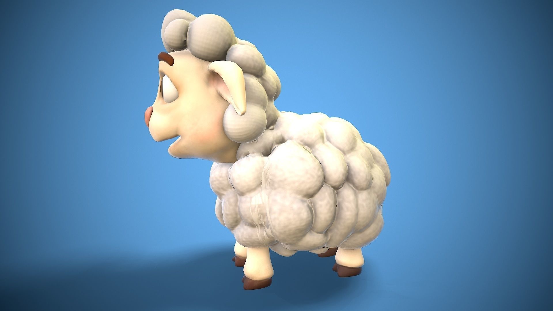 cartoon little sheep Low-poly 3D model_7