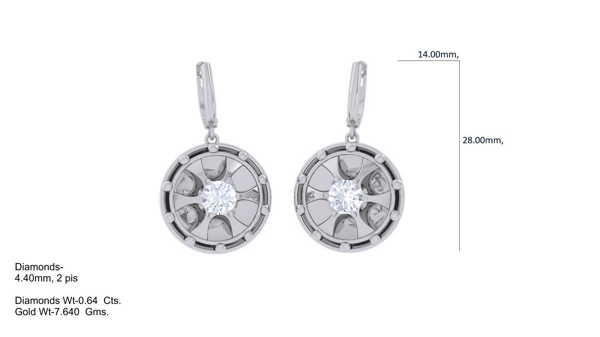 High Jewelry Pendant Earrings Set 3dm stl obj mtl gltf glb 3D print model_5