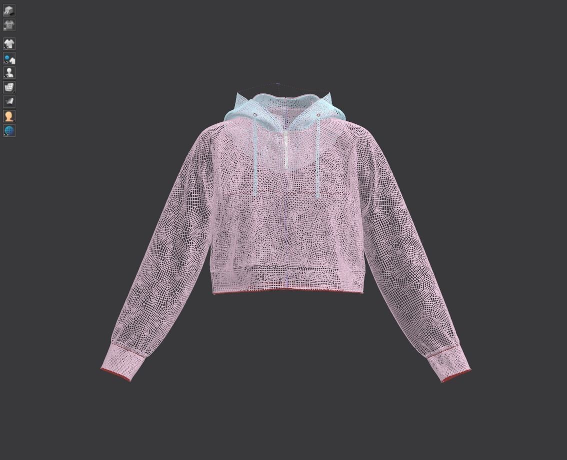 Female raglan crop hoodie 3D model_15
