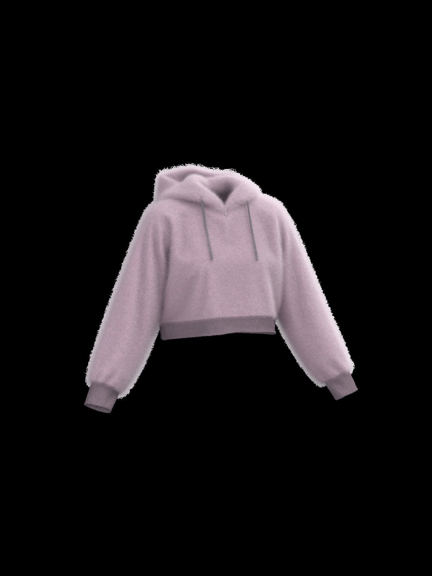 Female raglan crop hoodie 3D model_1