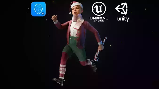 Christmas Elf Low-poly 3D model