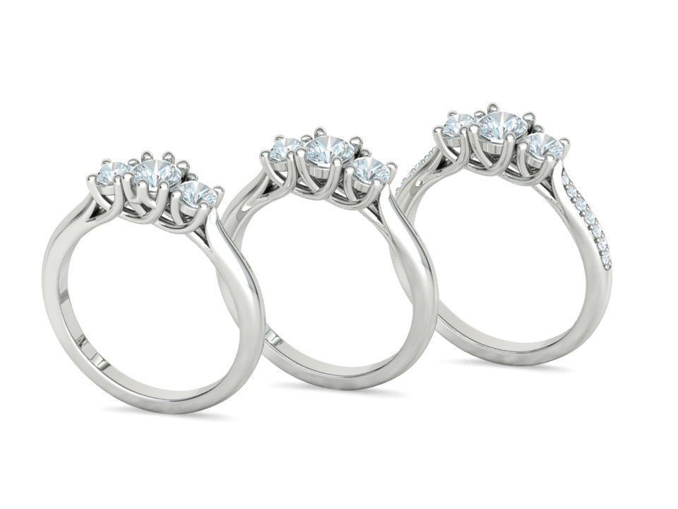 Engagement Solitaire Trellis Rings 3 RING SET 3D Model Collection_5