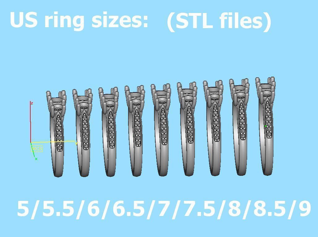 Engagement Solitaire Trellis Rings 3 RING SET 3D Model Collection_23