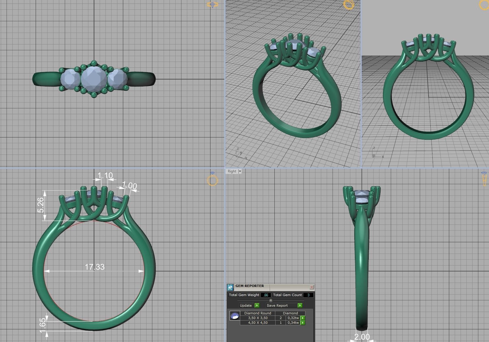 Engagement Solitaire Trellis Rings 3 RING SET 3D Model Collection_24