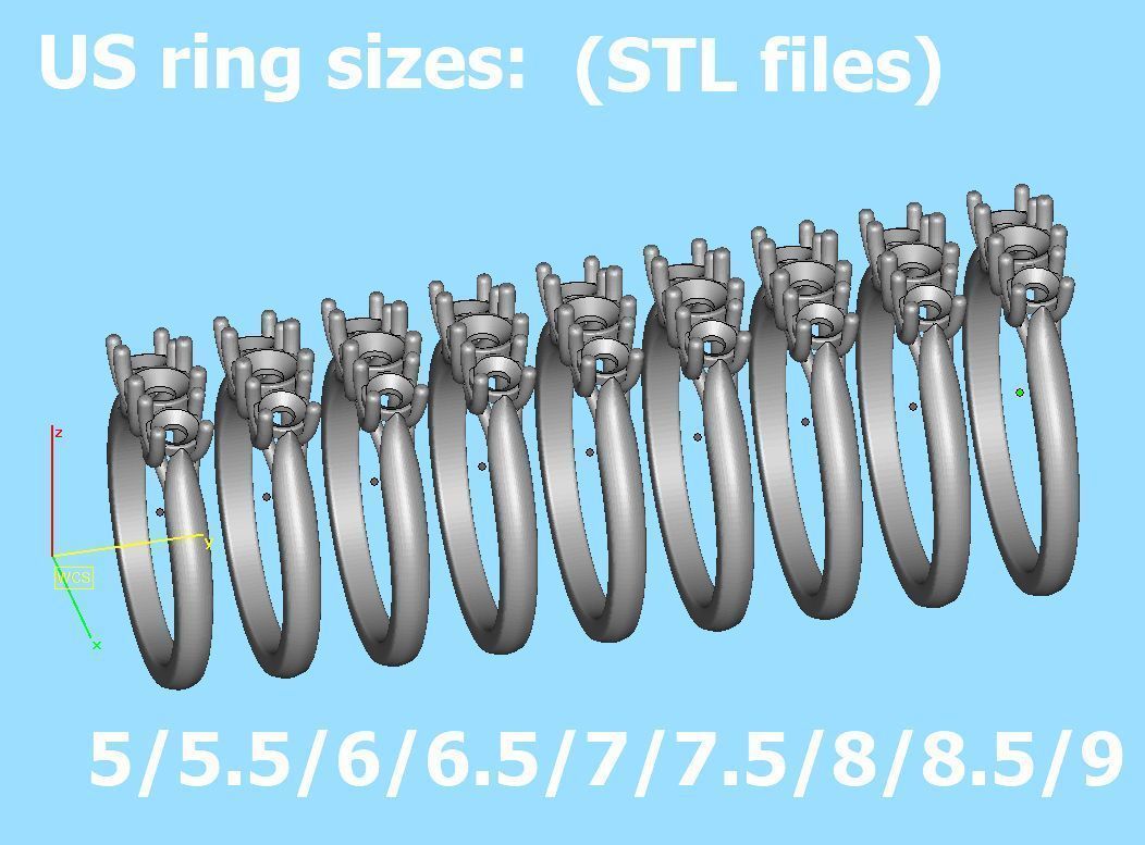 Engagement Solitaire Trellis Rings 3 RING SET 3D Model Collection_31