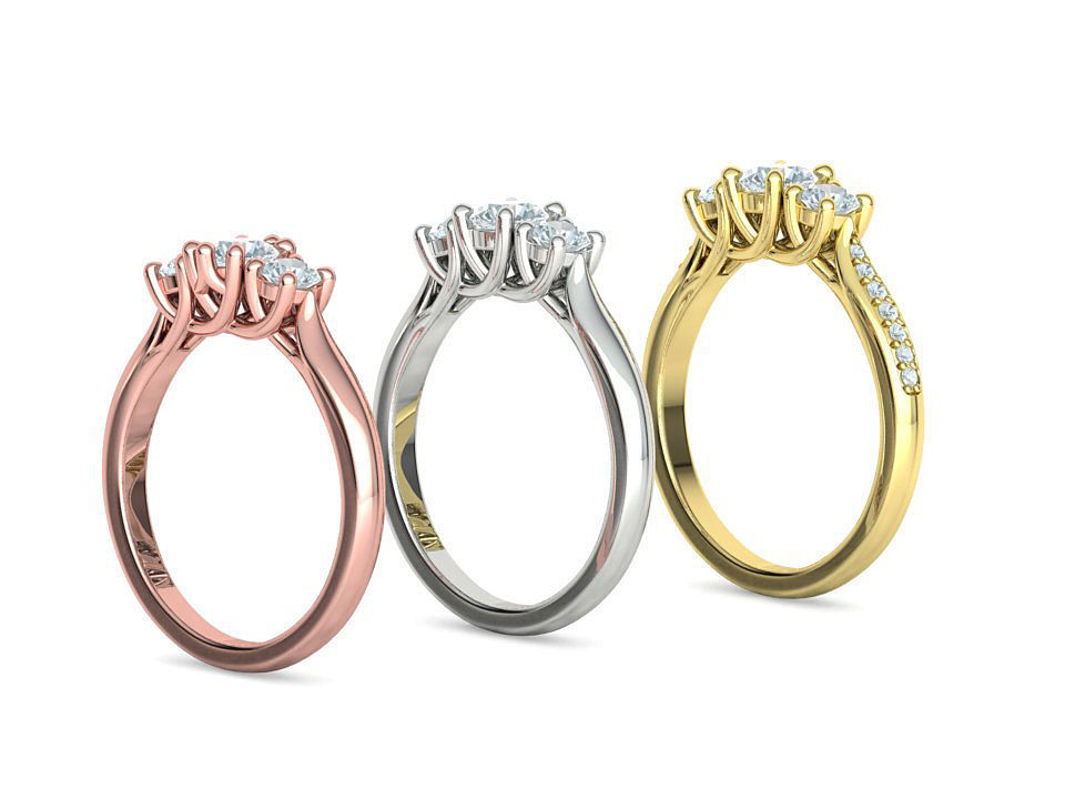 Engagement Solitaire Trellis Rings 3 RING SET 3D Model Collection_2