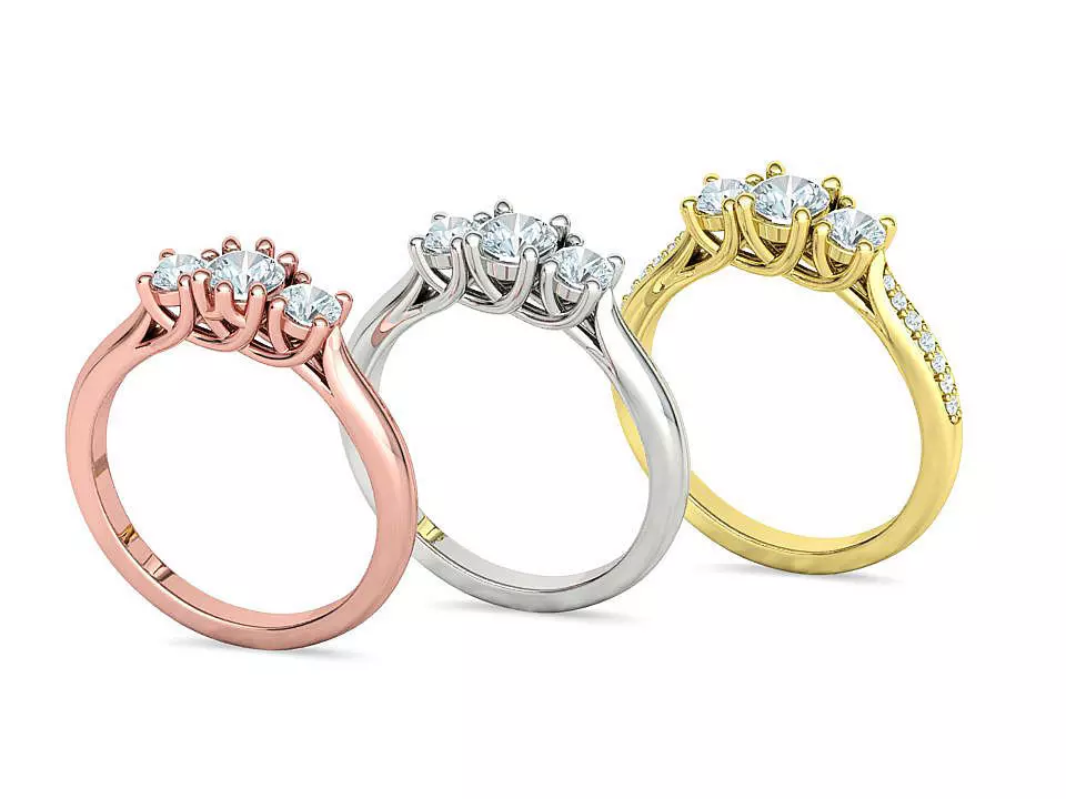Engagement Solitaire Trellis Rings 3 RING SET 3D Model Collection_0