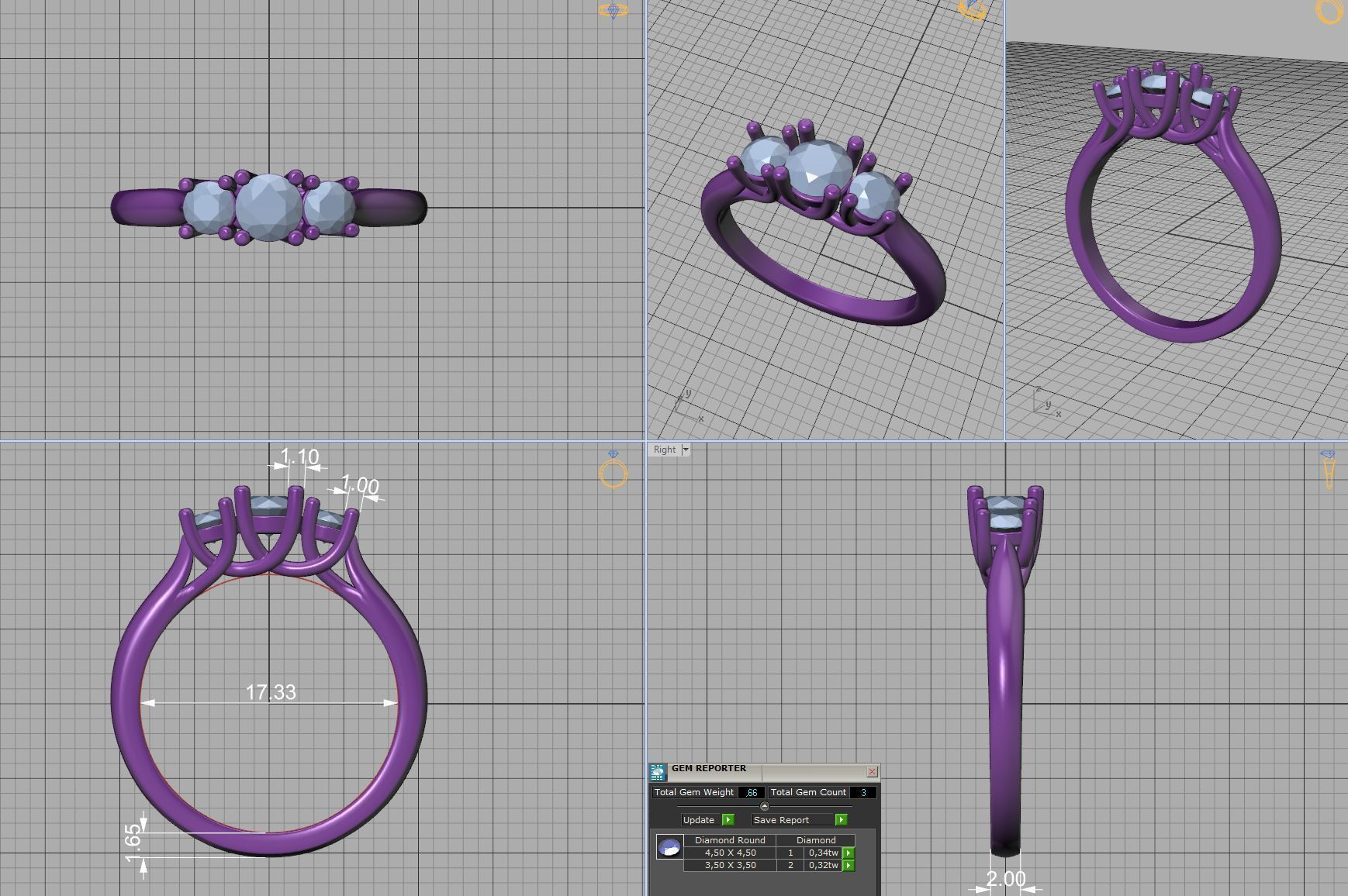 Engagement Solitaire Trellis Rings 3 RING SET 3D Model Collection_28