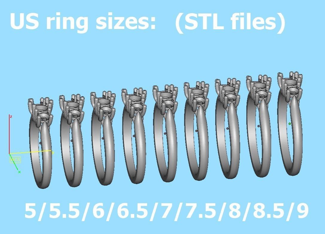 Engagement Solitaire Trellis Rings 3 RING SET 3D Model Collection_27