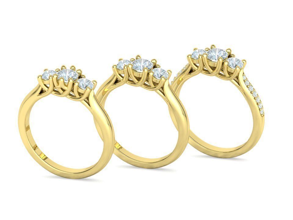 Engagement Solitaire Trellis Rings 3 RING SET 3D Model Collection_4
