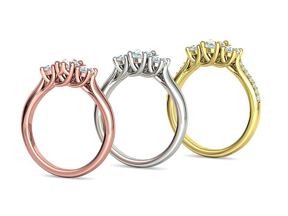 Engagement Solitaire Trellis Rings 3 RING SET 3D Model Collection_1