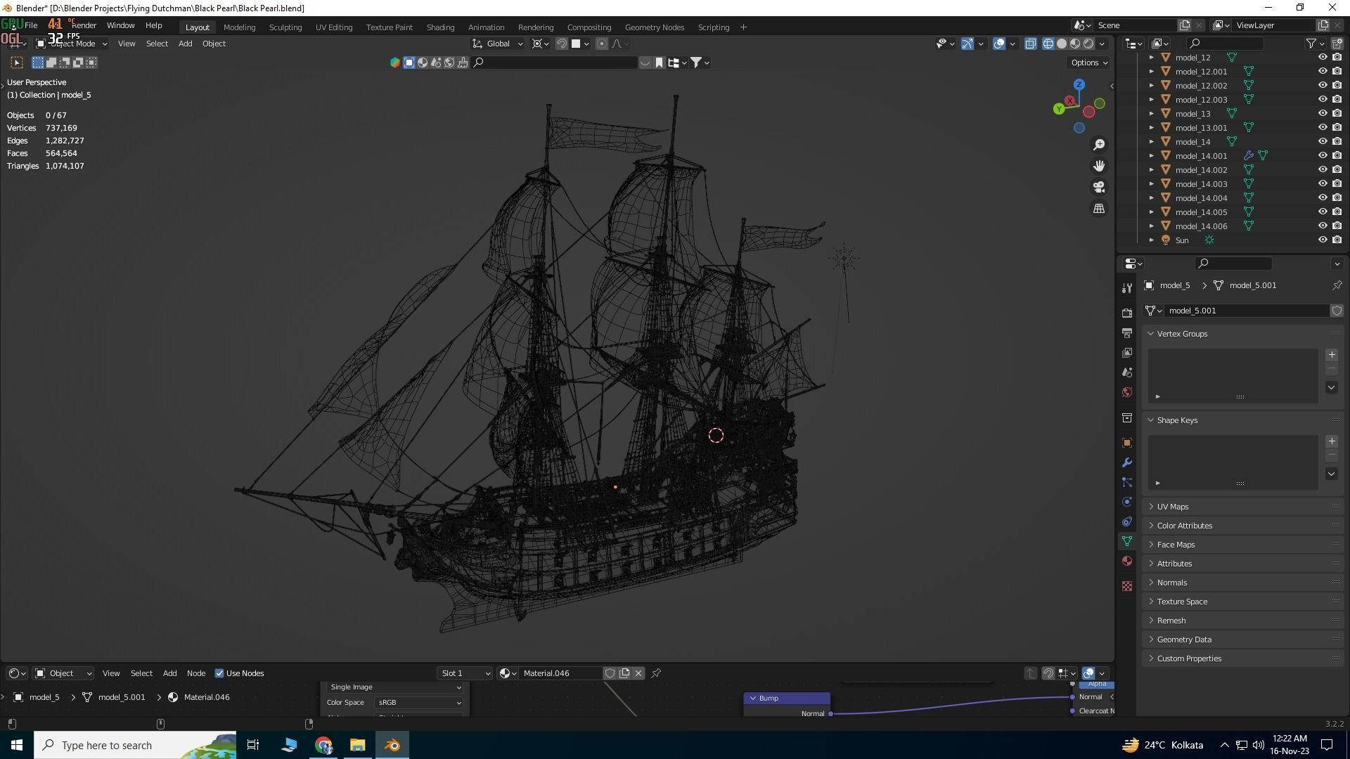 Black Pearl  Pirate Ship Low-poly 3D model_11